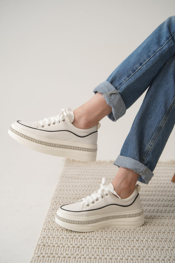 FLEXURA TAŞLI SPOR AYAKKABI 404-B BEYAZ