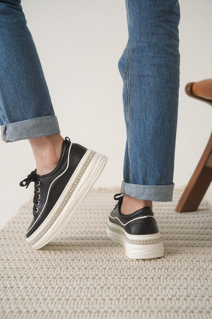 FLEXURA TAŞLI SPOR AYAKKABI 404-S SİYAH