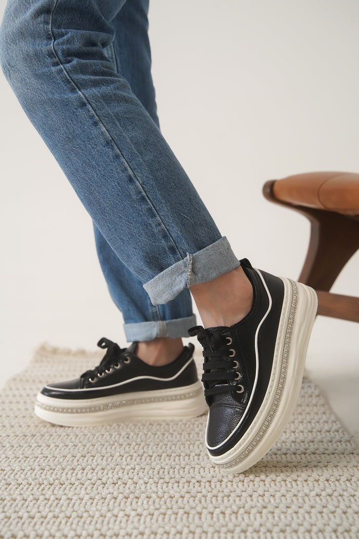 FLEXURA TAŞLI SPOR AYAKKABI 404-S SİYAH