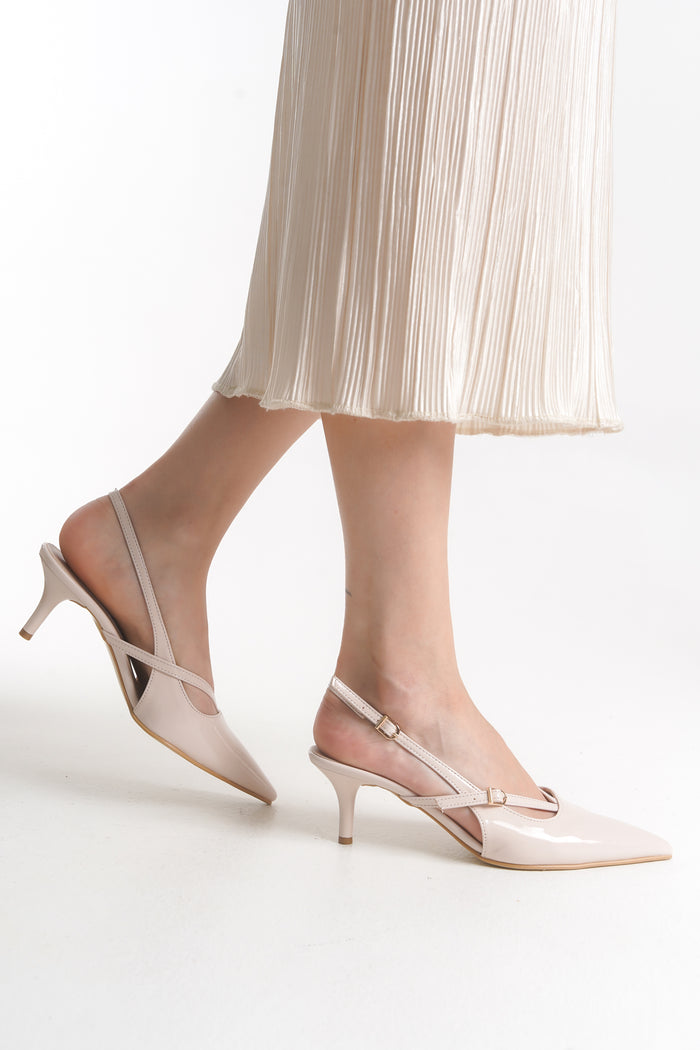 MİRABELLA TOPUKLU AYAKKABI 744-BR BEJ RUGAN