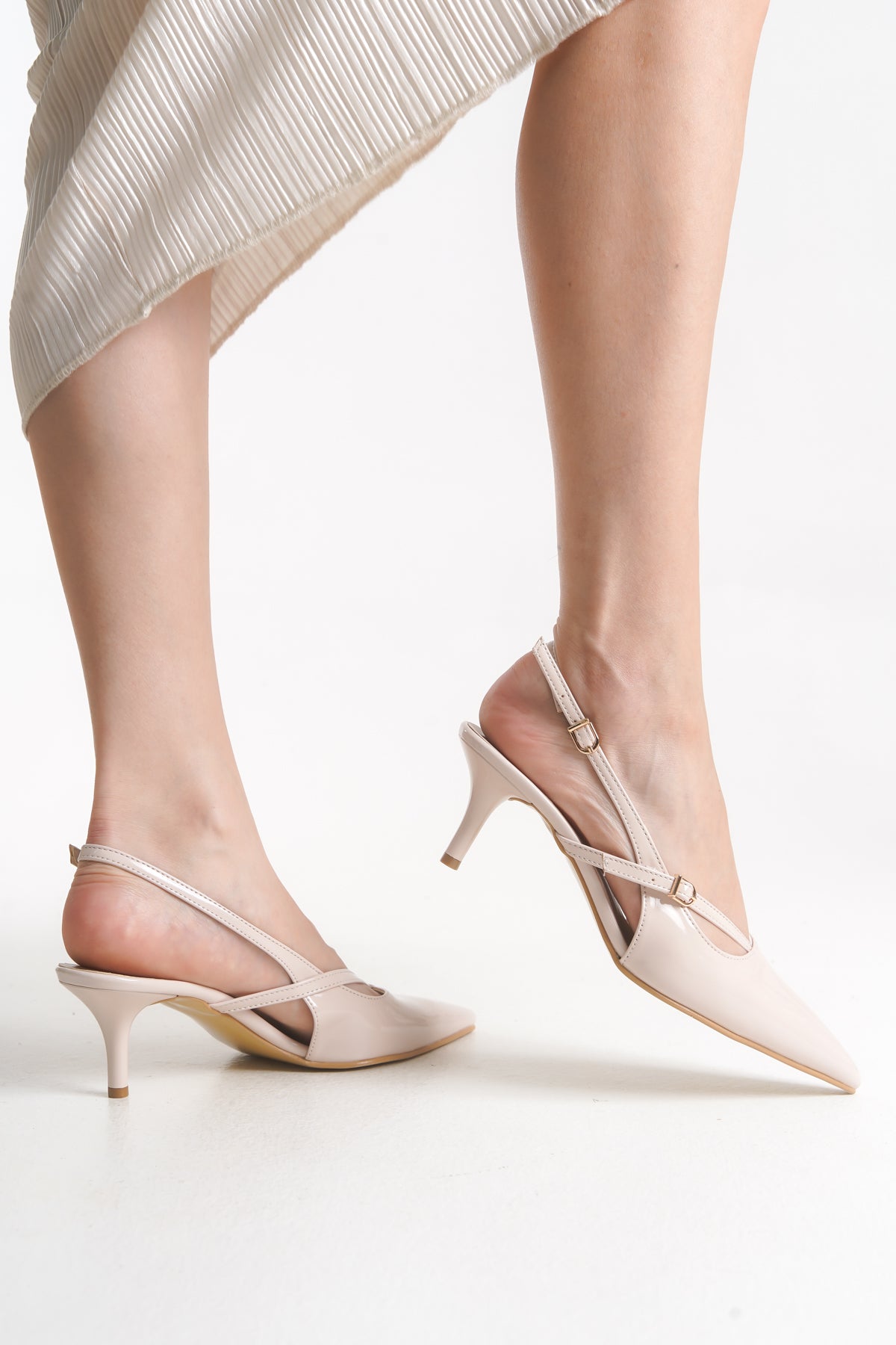 MİRABELLA TOPUKLU AYAKKABI 744-BR BEJ RUGAN